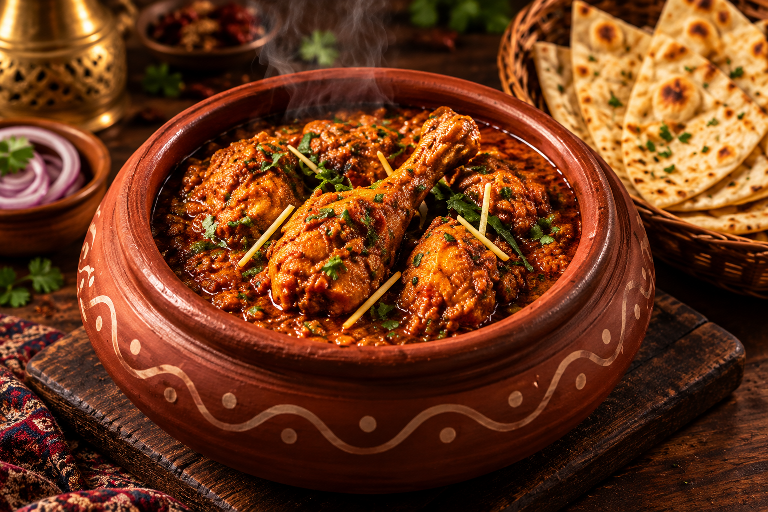 Chicken Handi  ( with 3 rumali roti )